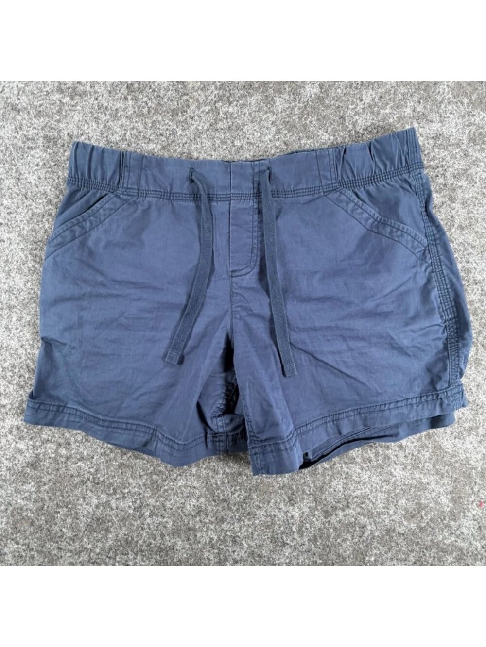 Eddie Bauer Chino Shorts Womens 2 Blue Cotton Stretch Tie Waist Everyday Wear